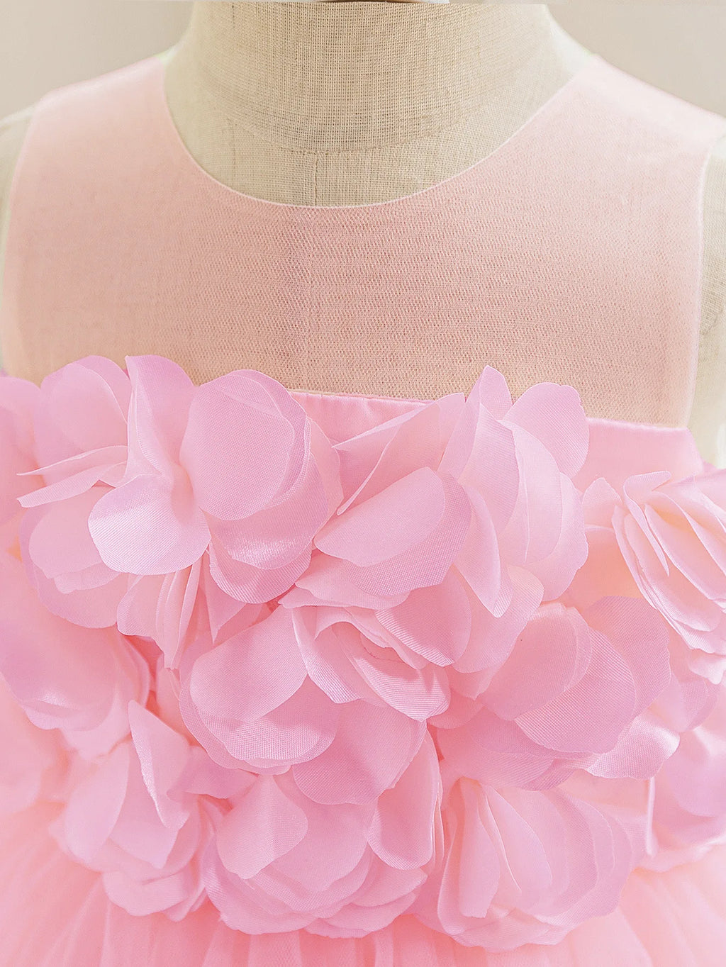 HETISO Summer Children Girls Petals Princess Dress Kids Flower Mesh Costumes Gown for New Year Holiday Party 3-10 Years