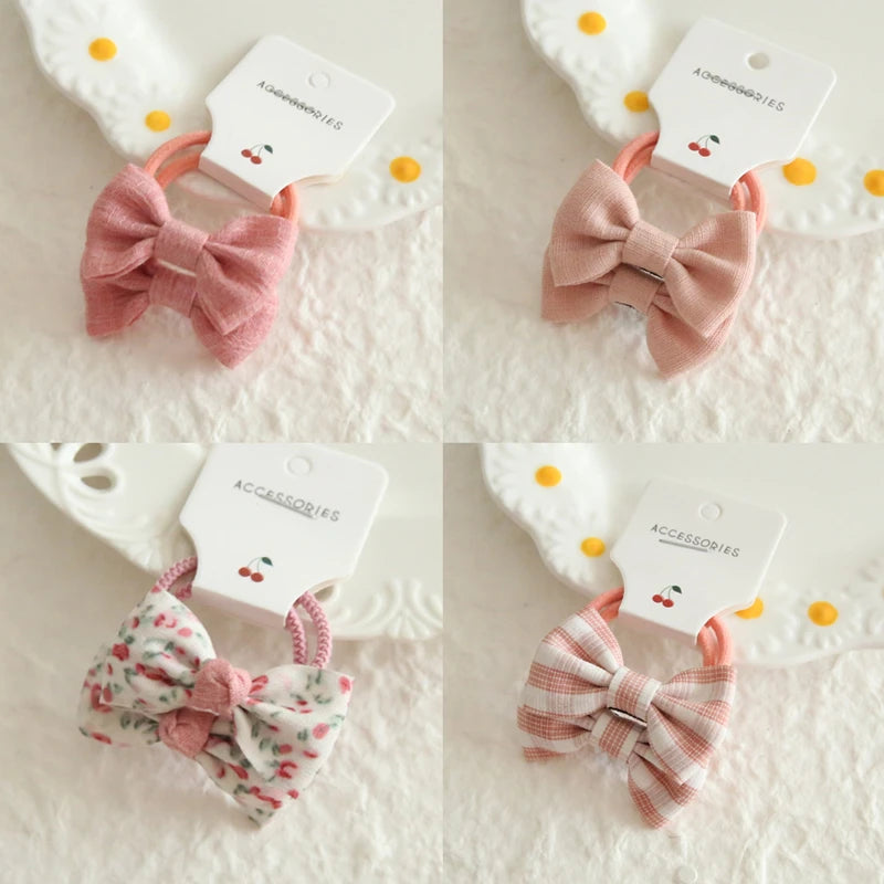 AITOUSHI Girls' Elastic Hair Bow Ties - Cotton Printed Hair Rope