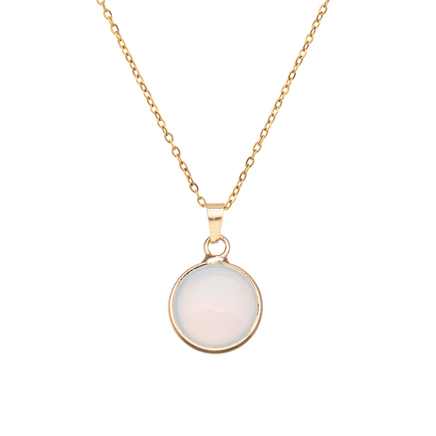 Premium Unisex Stainless Steel Adjustable Agate Pendant Necklace With Natural Crystal Gemstone