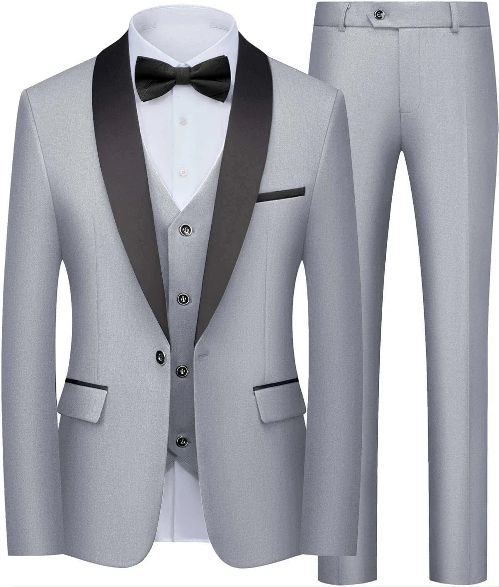 ULBYANRY Mens 3-Piece Suit Set (Jacket Vest Pants) Formal Business Tuxedo XXS-7XL Tailored Party Prom Wedding Suits