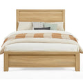 Mid-Century Queen Bed Frame Headboard Wood Slat Support Noise Free No Box Spring 1000Lb Easy Assembly Oak, Customized