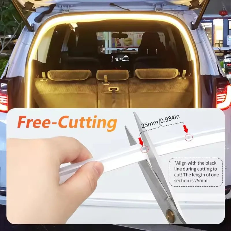 LED Trunk Lighting Lights Dynamic Flowing Flexible Light Strip On/Off Scanning Atmosphere Lamp Waterproof for Car Accessories