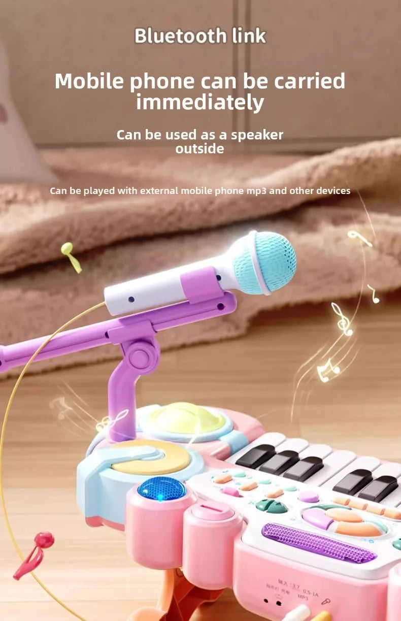 24 Key Kids Piano Keyboard with Microphone Electronic Musical Instrument Interactive Learning Toy Educational Gift for Girls Boy