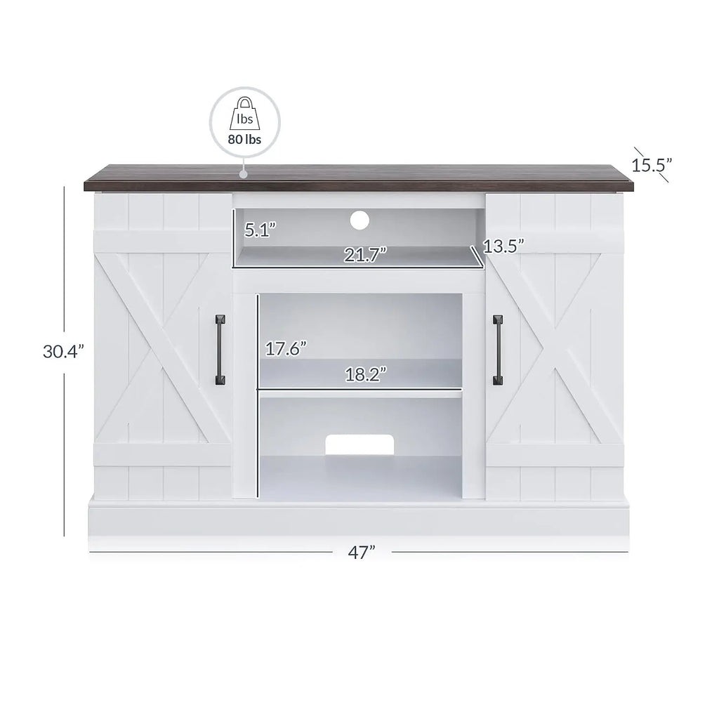 Industrial 47 Inch Rustic Wood TV Stand & Media Console for TVs up to 50 Inch with Open Storage Shelves & Cabinets, Customized