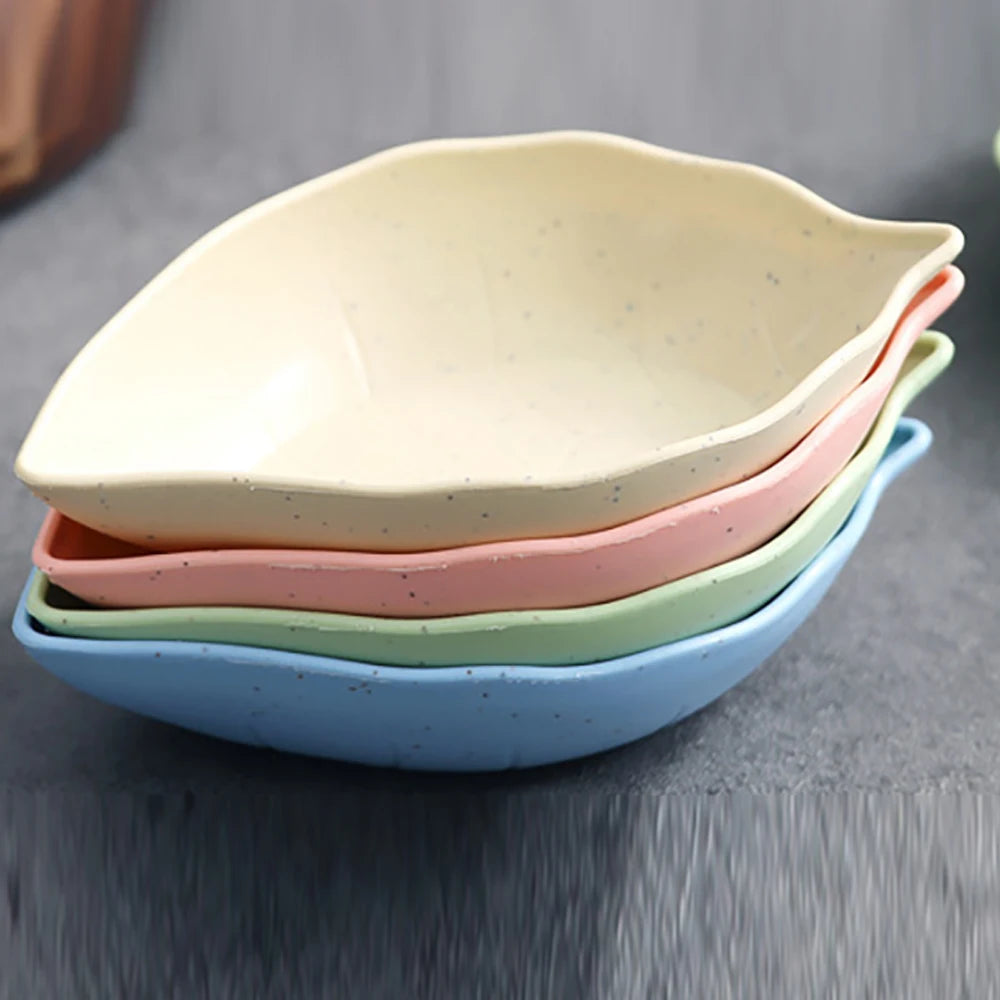 6PCS Wheat Straw Seasoning Dish Household Kitchen Creative Dipping Snack Dish Plastic Small Plate Tableware
