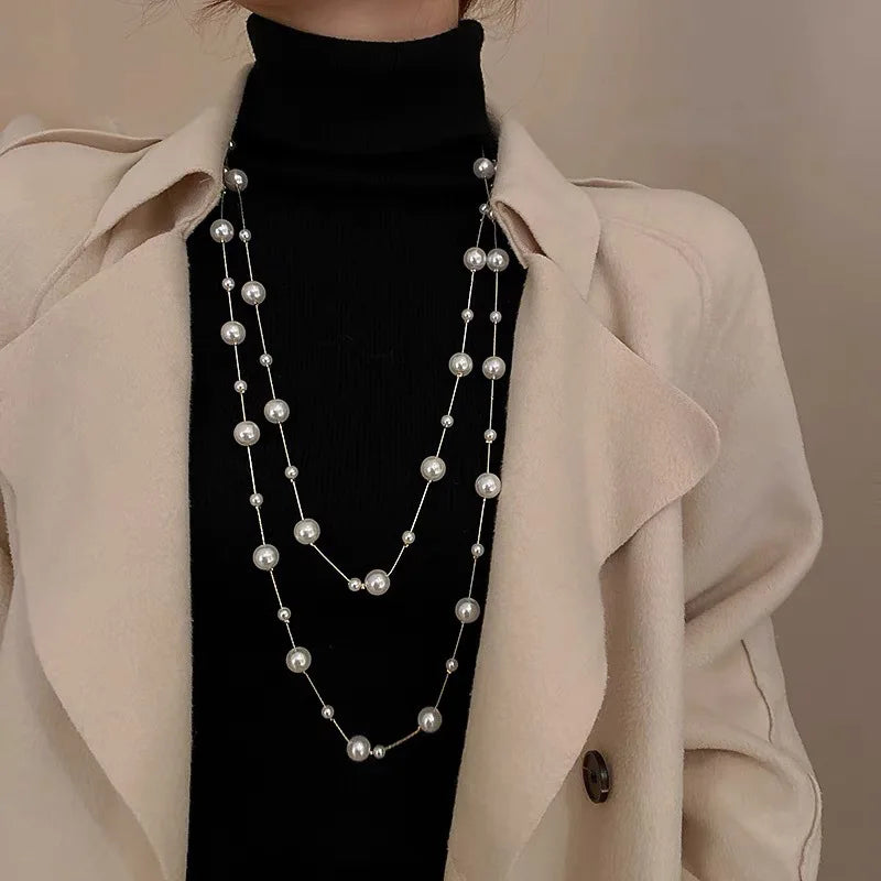 Multi-Layer Imitation Pearl Bead Necklace for Women