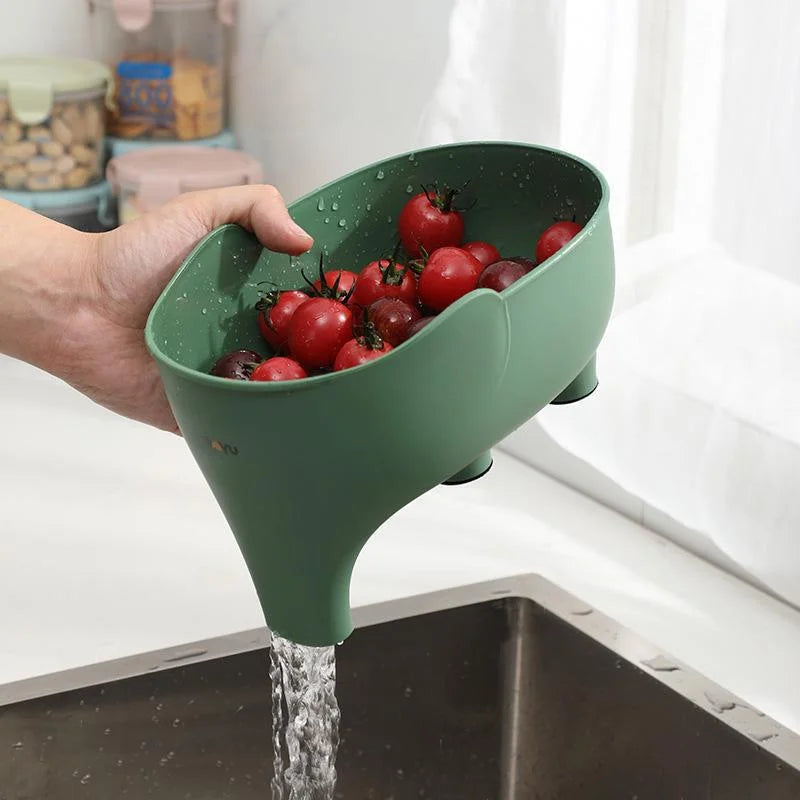 Filtro de canasta para desagüe de fregadero de cocina, filtro de residuos en forma de elefante, cestas colgantes para verduras, escurridor de lavado, estante de almacenamiento