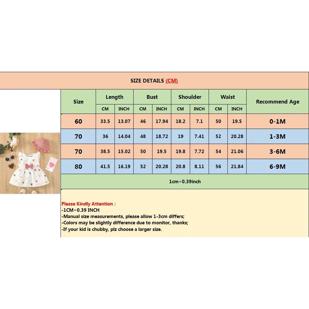 2Pcs Dress Clothes Set Newborn Baby Girl Love Print Sleeveless Dress With Hat Summer Fashion Cute Wear For Infant Girl 0-9Months