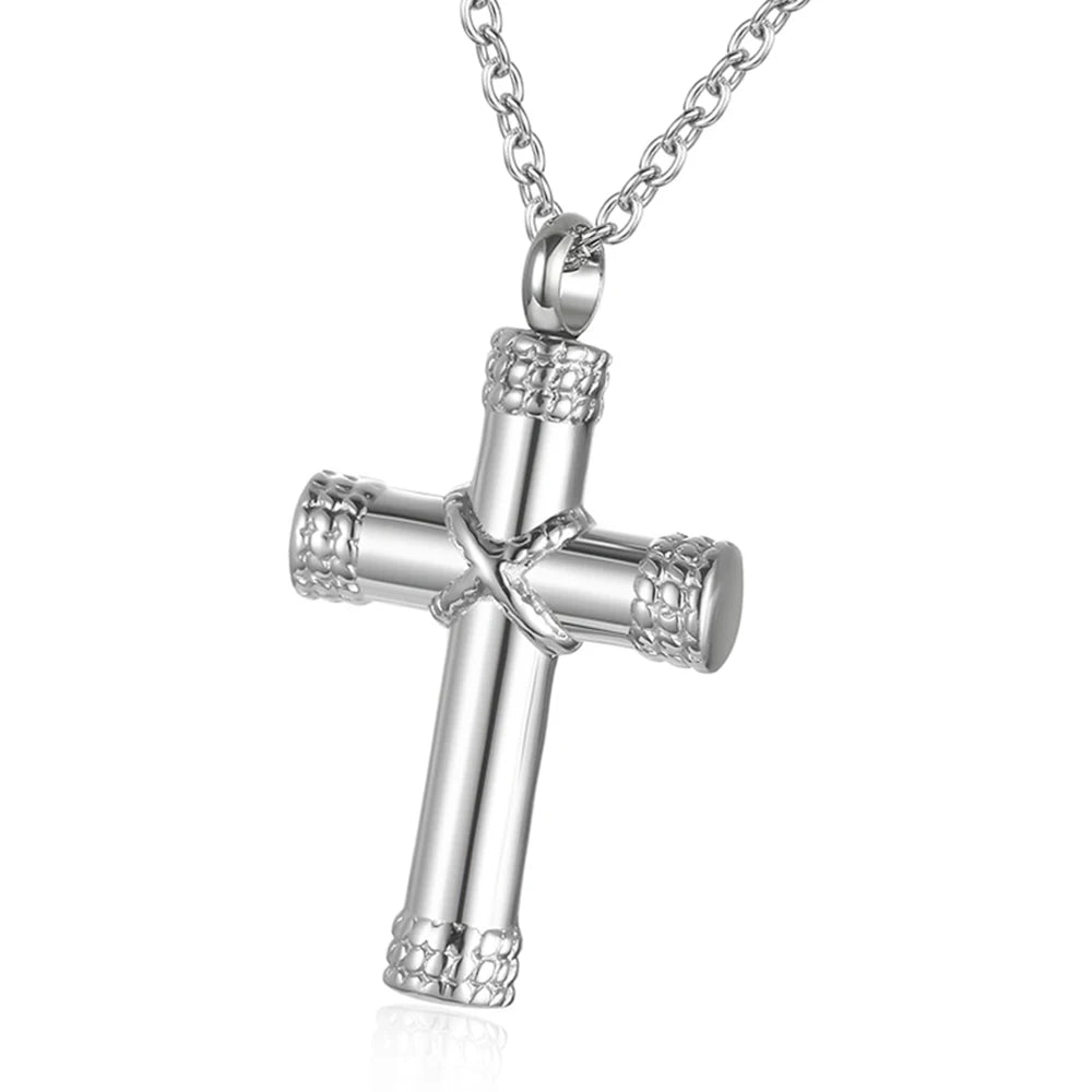 Cremation Jewelry For Ashes For Human Keepsake Stainless Steel Cross Memorial Pendant Cremation Urn Necklace For Human Ashes