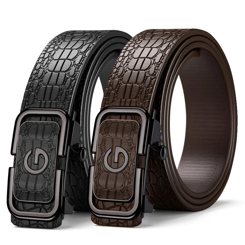 Stylish Men's PU Leather Belt - Fashion Belts for Daily Life, Leisure, Party, Festival, Work, and Business Automatic Buckle
