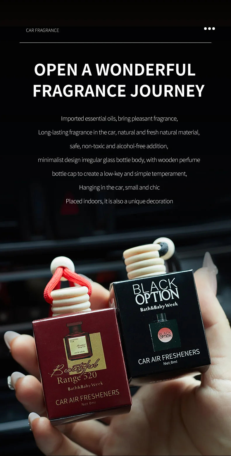 8ML Long Lasting Scent Glass Bottle Air Freshener Keep Charming and Fresh Hanging Car Interior Decoration Perfume Diffuser