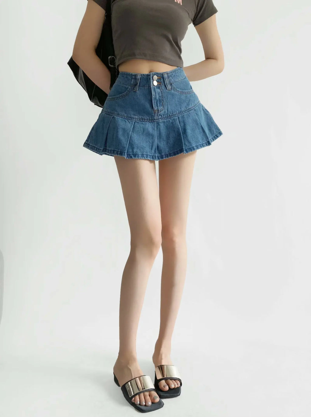 4 colors 2025 Y2K Low Waist Pleated Mini Skirt American Retro Women Package Hips Ruffles Short Skater Skirts With Shorts lining