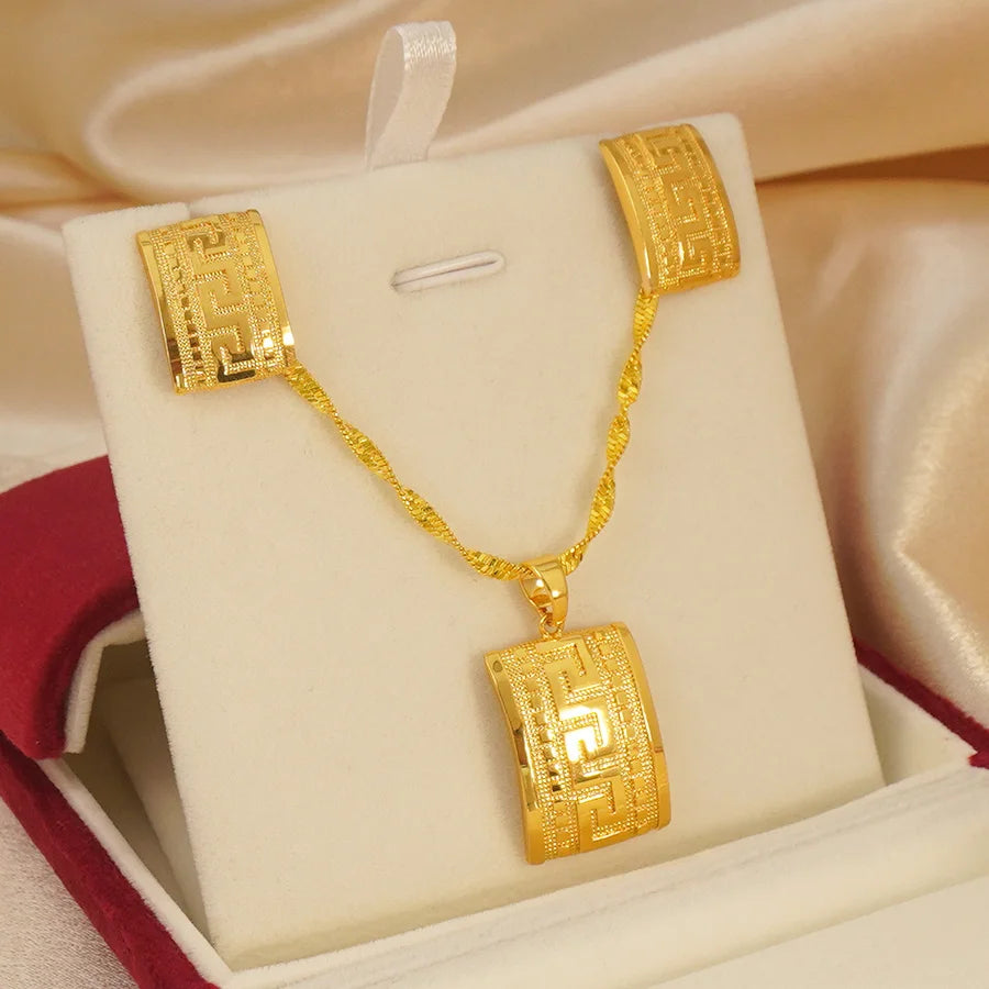 Habesha Gold Necklace & Earrings Set