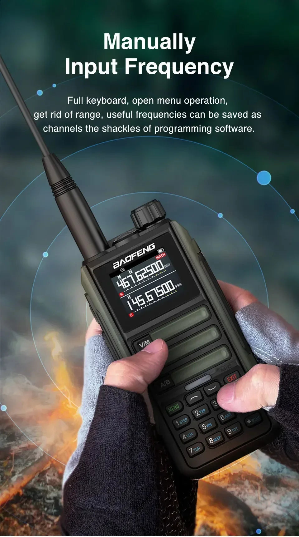 2Pack Baofeng 15W 50KM Waterproof Walkie Talkie 999CH AM FM 2-Way Radio Full Band LCD Screen Frequency Copy Noise Reduce UV16M