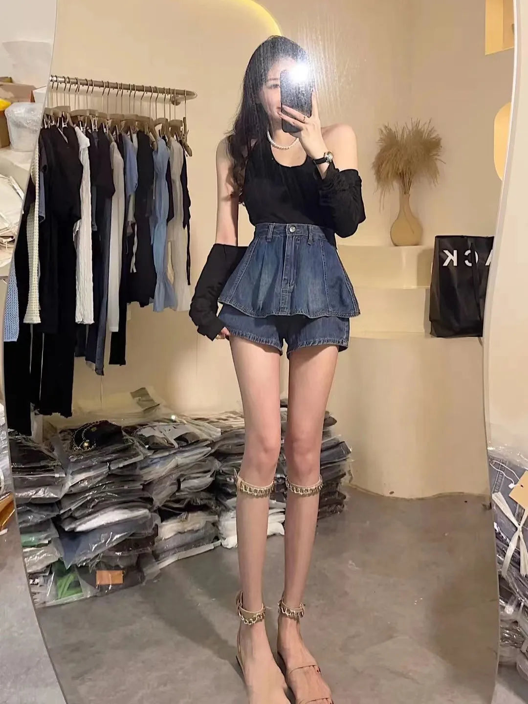 plus Size Retro Denim  Skirt Women's Thin A-Line Cake Skirt Slimming High Waist Jeans Skirt Casual High Waist Skirt