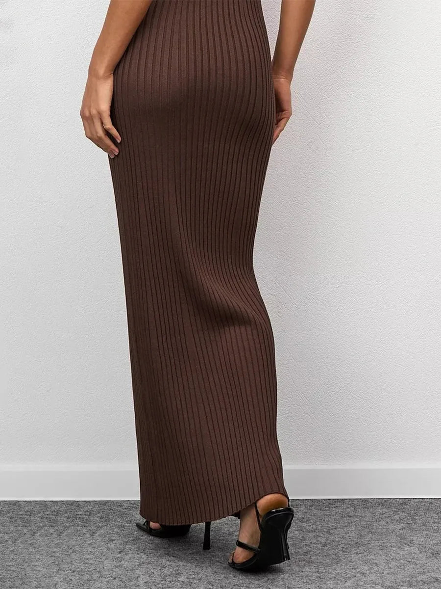 Strap Summer Fashion Wide Shoulder Inner Long Skirt Slim Fit Casual Dresses Bornladies Women's Sleeveless Knitted Dress