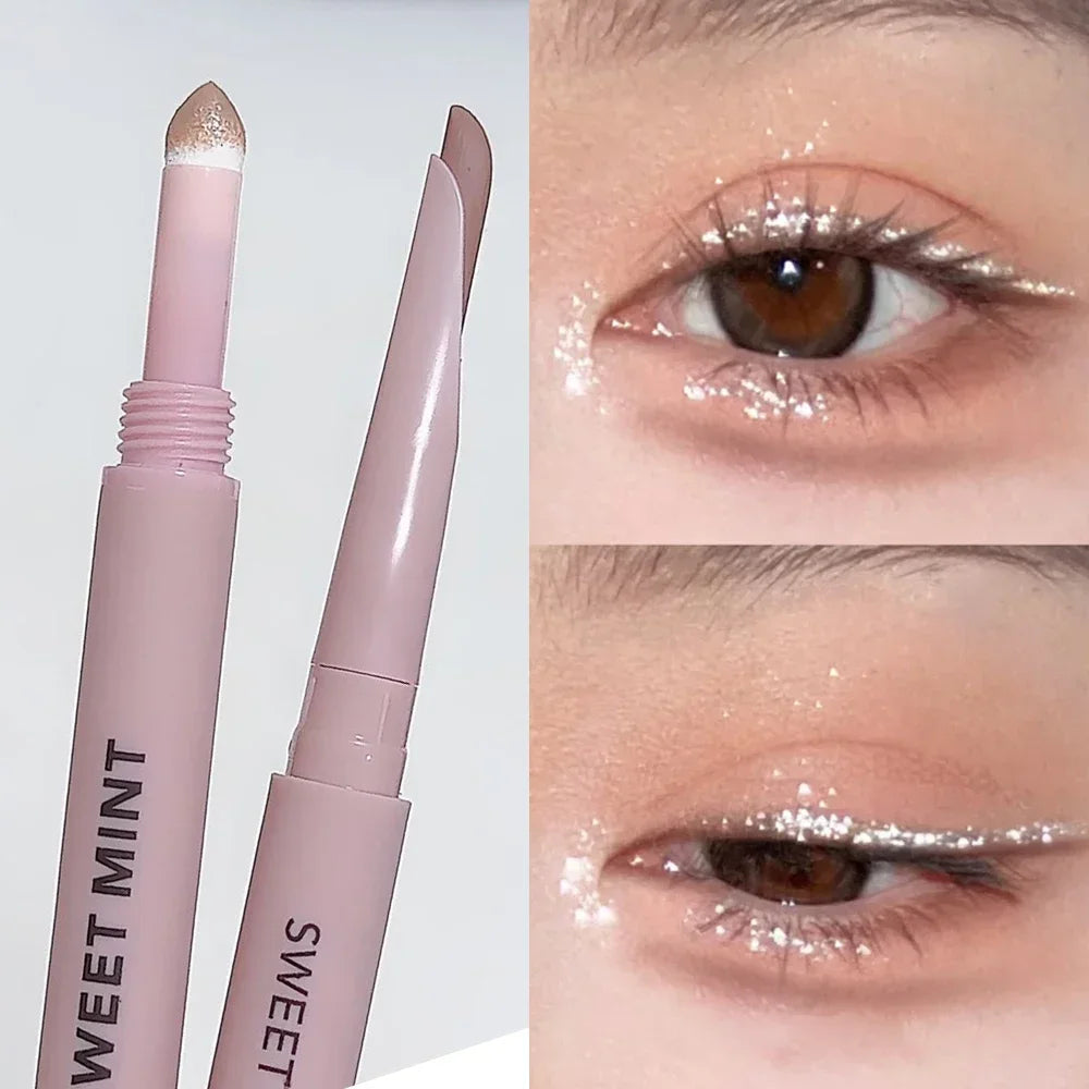 Dual End Glitter Matte Aegyosal Pen Brightening Highlight & Shadow Stick Eye Makeup Lying Silkworm Eyeliner Gel Pencil 애교살 펜