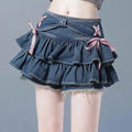New Fashion Women Hot Girl Sweet Kawaii Bow Vintage Y2k Clothes American Streetwear Sexy Summer A-line Gothic Mini Denim Skirts