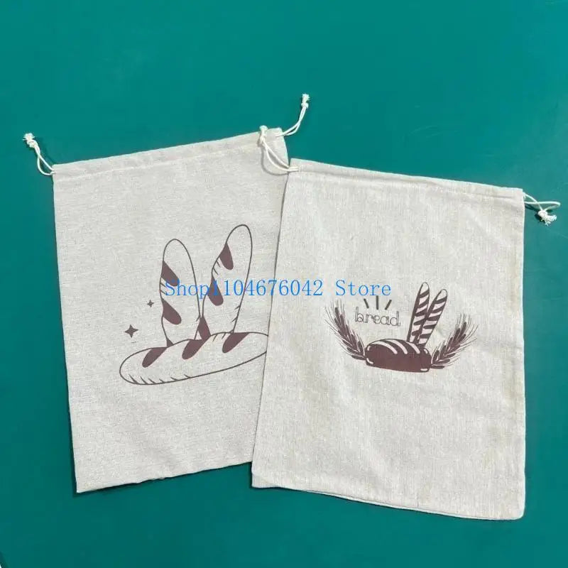 652F Bolsas de Lino Prácticas con Cordón para Pan Envasado Sostenible y Transpirable Perfectas para Pan, Frutas y Aperitivos