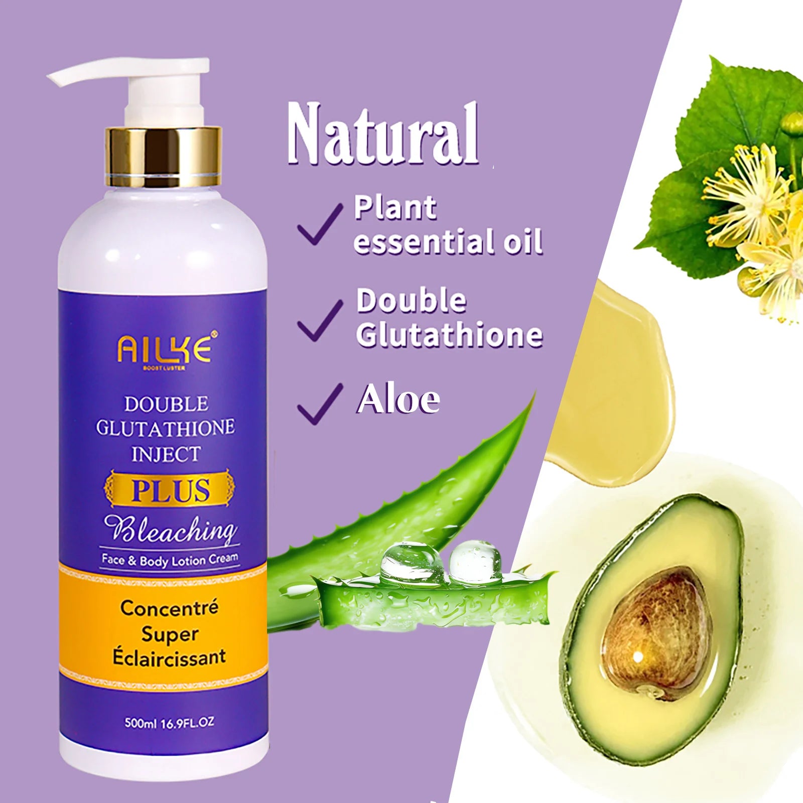AILKE Double Glutathione Whitening Set For All Skin Types, Reduce Dark Spots, Melanin, Freckles, Chloasma, Even Skin Tone