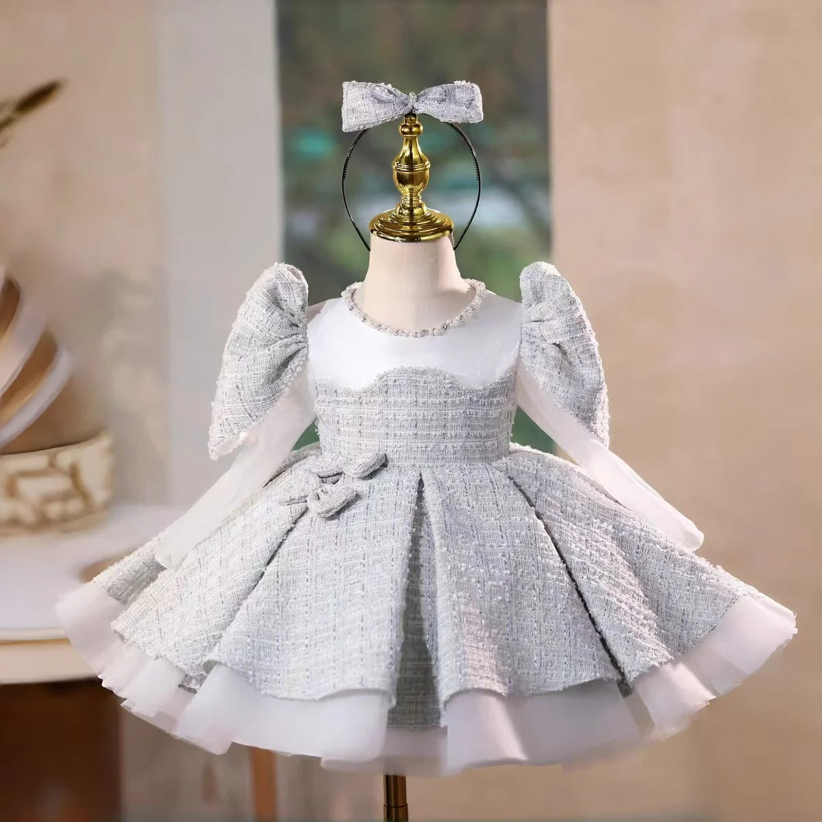 Dreamy Vow D208 Elegant Flower Girl Dress Long Sleeve Princess Kids Fomal Gown for Wedding Birthday Festival Party Pageant
