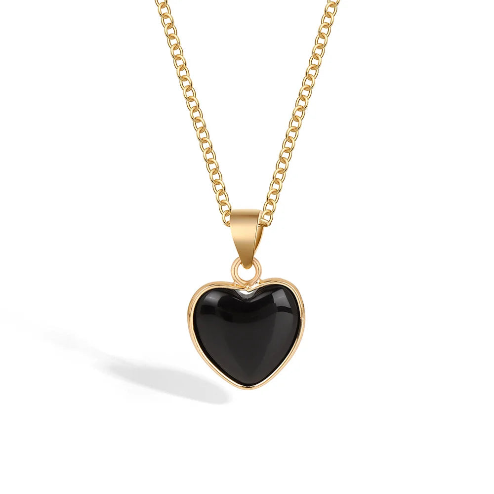 1pc Heart Shaped Pendant Natural Tiger's Eye Quartz Gem Necklace Reiki Healing Accessories Valentine's Day Gift For Woman