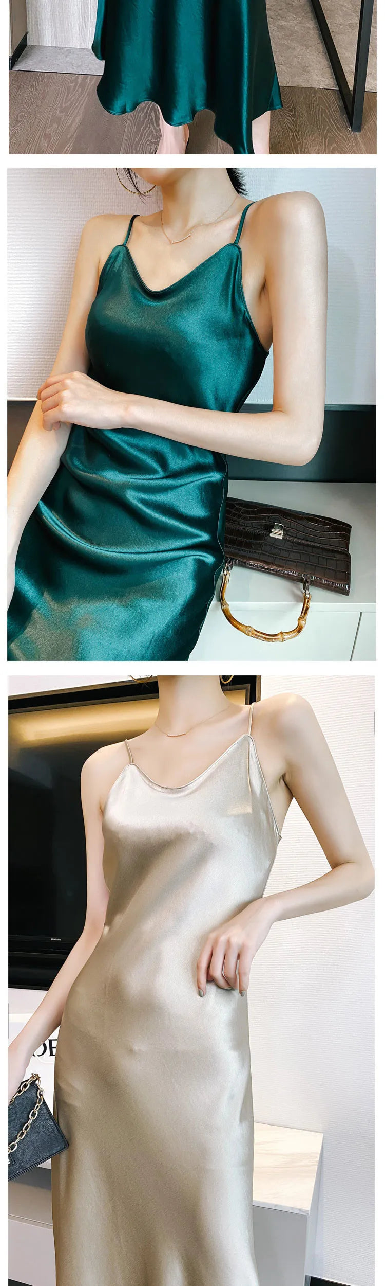 2026 fashion Sexy Satin Long Dress Summer Lady Acetate satin Party Dress High Waist Slim Female Retro Dress Red Pink robe femme