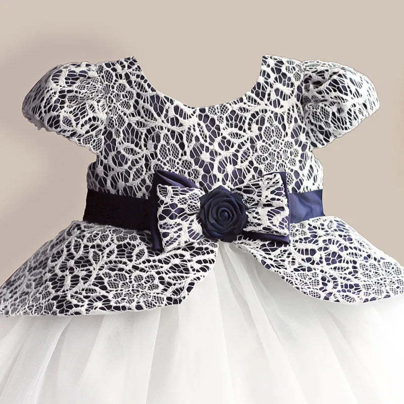 HETISO Lace Flower Girl Dress TUTU style Silk Belt Princess Kids Dresses 3 colors leopard Girls Party Dress for 1-6T