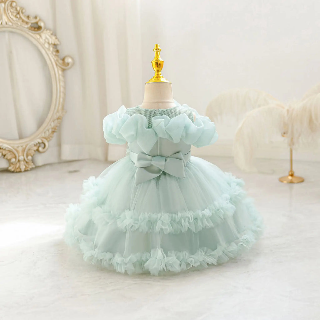 HETISO Girls Princess Flower Dress Tutu Sleeve Baby Toddler Children's Birthday Party Ball Gown for 0-5 Years