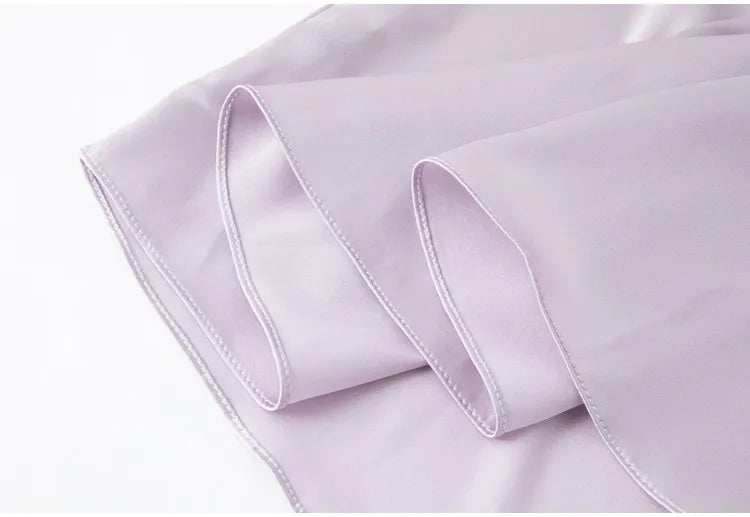 Women's Spring/Summer New 92% Natural Mulberry Silk Elastic Satin Solid Loose Sweet Wind Long Sleeve Home Clothes Nightdress