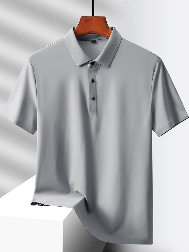 HeyMOMO Men's Ice Silk Polo Shirt - Short Sleeve Quick Dry Mesh Casual