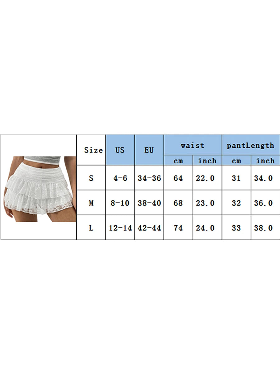 Cute Ruffle Bloomer Skirts Women'S'S Summer Lace Floral Skirt High Rise Tiered Ruffled Flowy Short Mini A Line Skirt