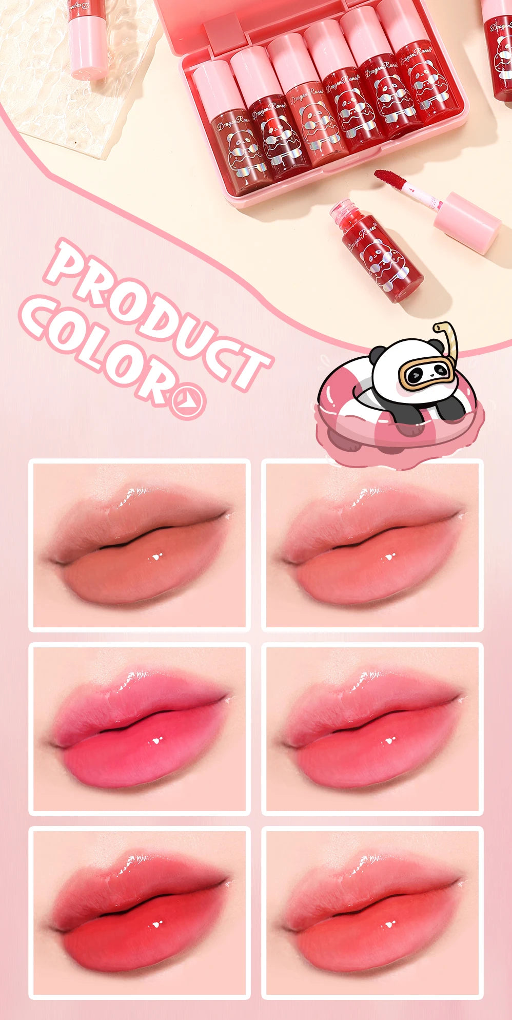 6Pcs/Set Lip Gloss Set Moisturizing and Nourishing Gentle Lipstick Non-Greasy Waterproof Lip Glaze Sweat-Proof Mirror Gloss Lipstick Long-Lasting Lip Glaze Set