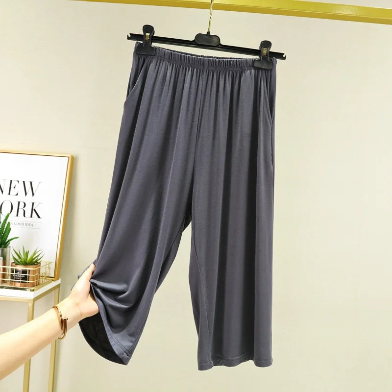 Modal Wide Leg Pants Women's Summer Loose Shorts Thin Casual Pants plus Size Sports Pants Wide Leg Pants Sleepwear