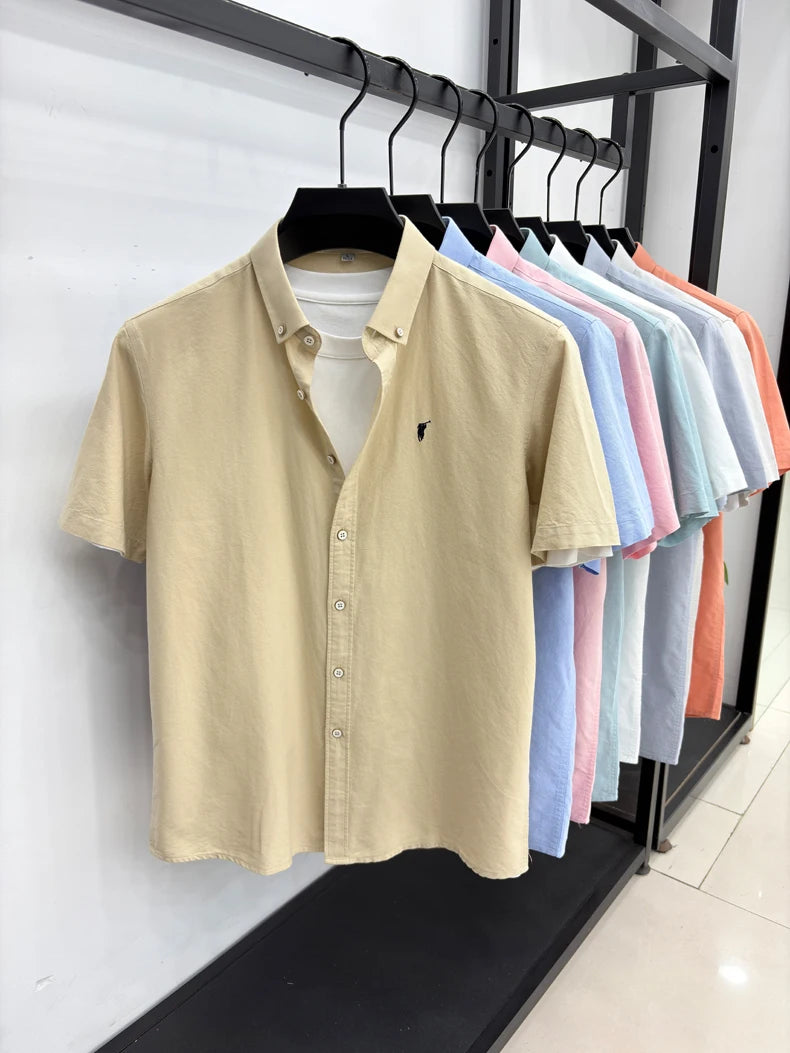 100% pure cotton short sleeve shirt summer new breathable men's T-shirt designer brand Paul Pony embroidery business casual top