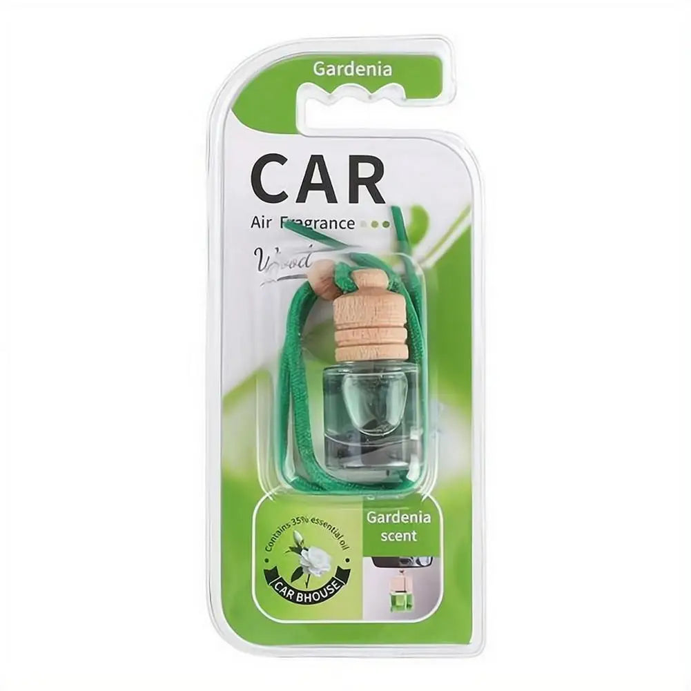 Hanging Car Air Freshener Refillable Glass Bottle Wooden Cap Essential Oil Diffuser Pendant Long Lasting Auto Perfume Ornament