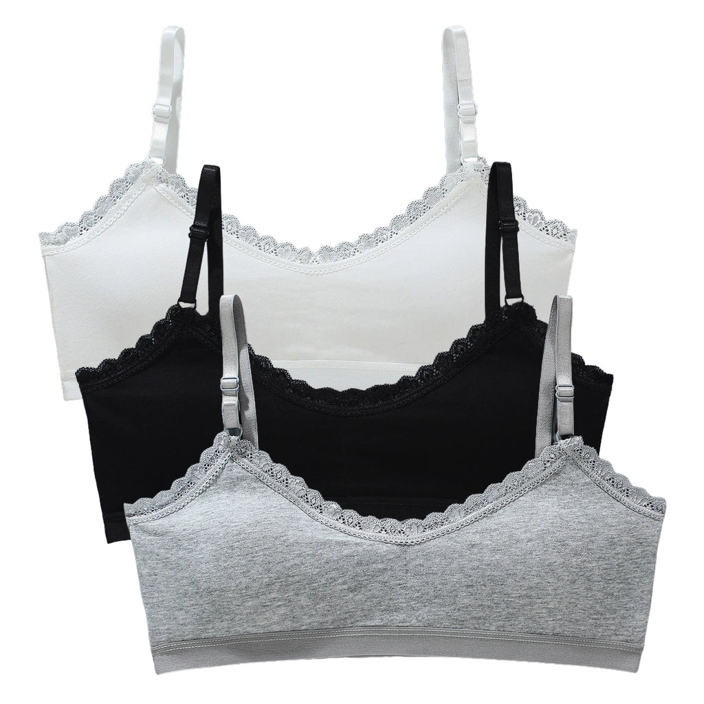 1/3PCS Girls Lace Bras Children Breathable Underwear Kids Tube Tops Soft Cotton-padded Teens Youth Girls Washable Bras Camisoles