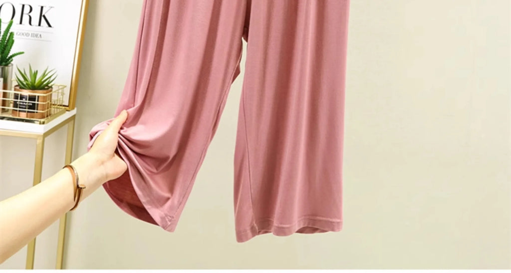 Modal Wide Leg Pants Women's Summer Loose Shorts Thin Casual Pants plus Size Sports Pants Wide Leg Pants Sleepwear