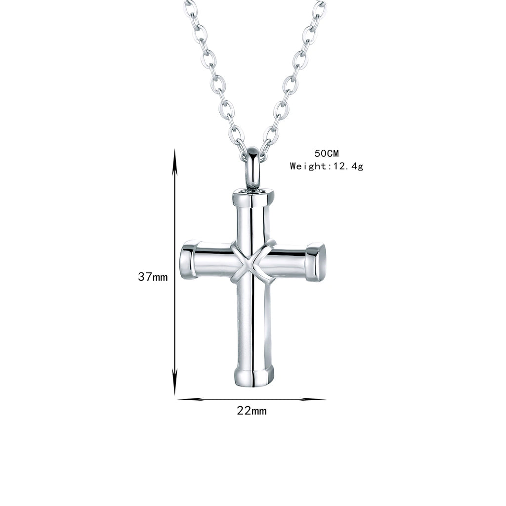 Cremation Jewelry for Ashes for Human Keepsake Stainless Steel Cross Memorial Pendant Cremation Urn Necklace for Human Ashes