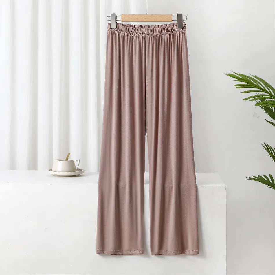 New Summer Knit Women's Modal Pants Loose Casual Wide Leg Pants for Women Bottoms Korean Fashion Home Streetwear Women Clothes