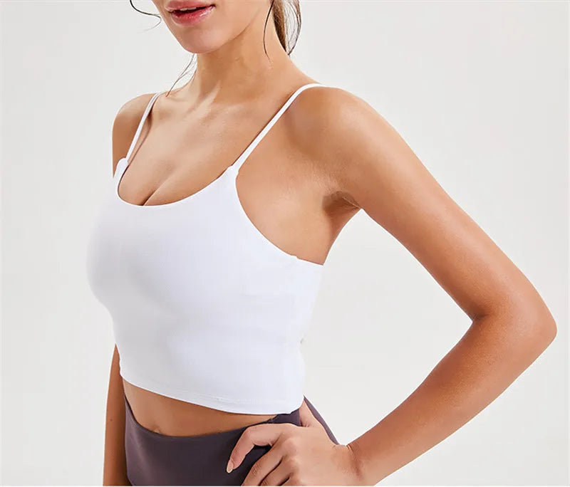 Solid Color Women Sports Bra Comprehensive Training Shockproof Halter Soft Sports Fitness Top Gym Yoga Chest Pad Comprehensive