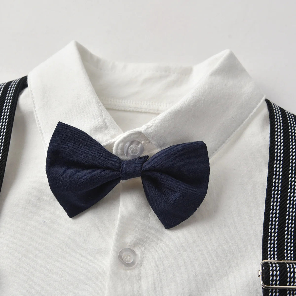 Newborn Baby Boy Formal Suit  Party Birthday Wedding Toddler Boys Outfit  Jumpsuit+Waistcoat+Beret+Bowtie+Suspender 0-3 Months