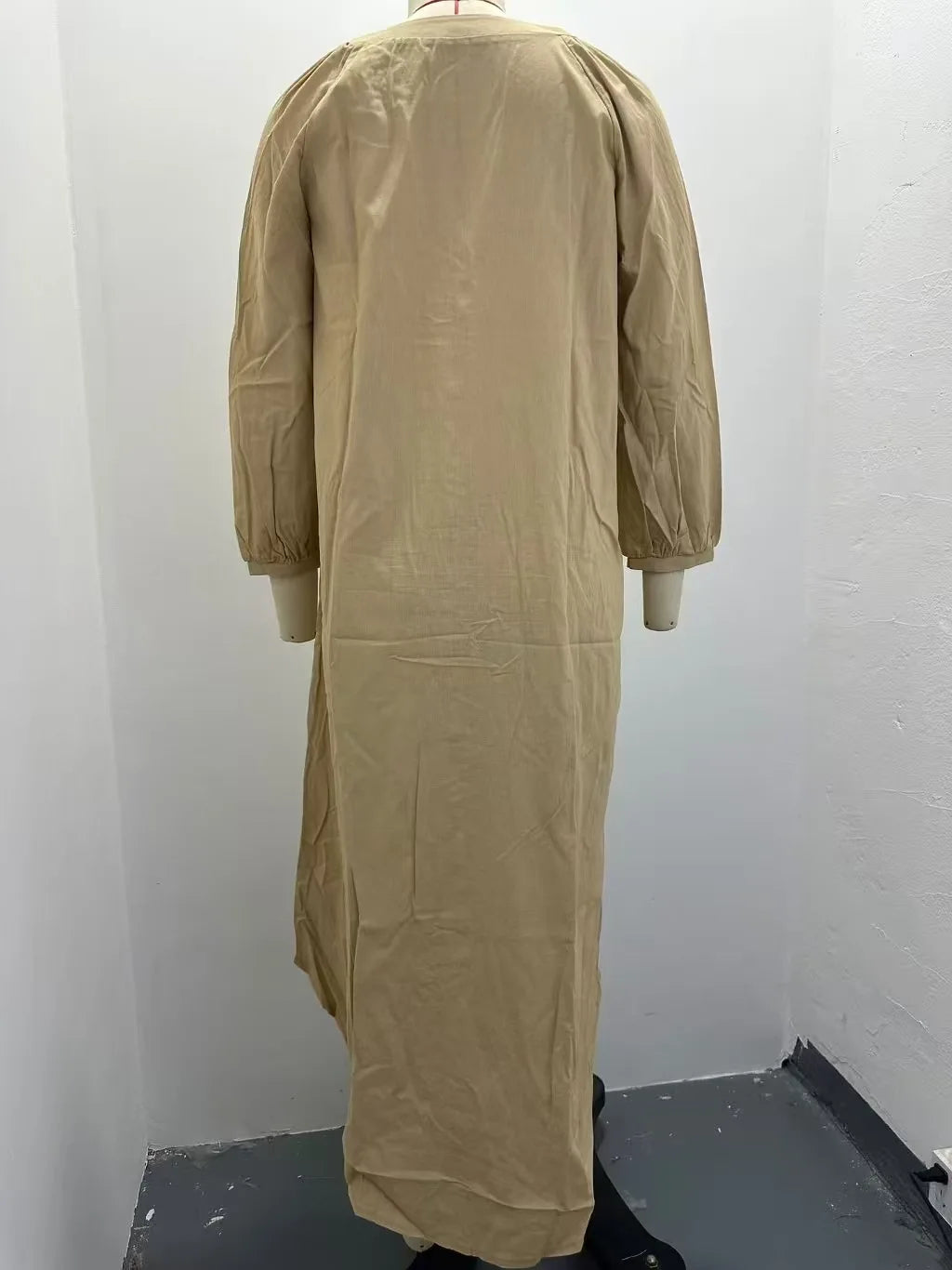 Women V Neck Lantern Long Sleeve Linen Maxi Dress Button Front Loose Casual Vacation Ladies Long Dress