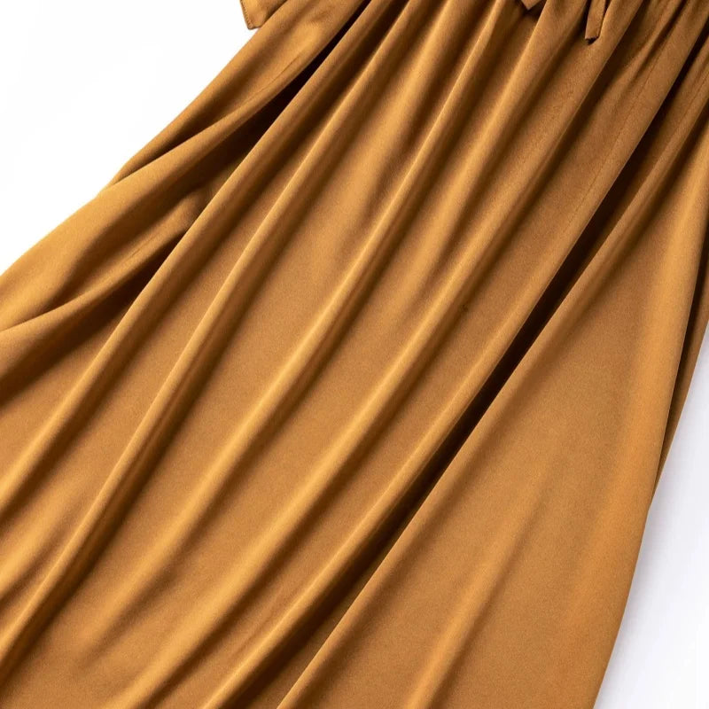 Birdtree, 21MM 92% Silk 8% Spandex Nightgown, O-neck Short Sleeve, Women Plain Satin Pajama Homewear Dresses, 2026 New D66104JF