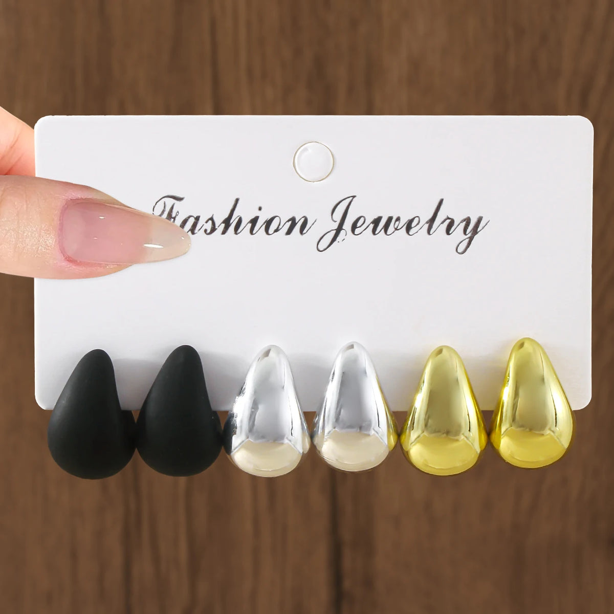 Minimalist Water Drop Stud Earrings - Matte Plastic Smooth Drop