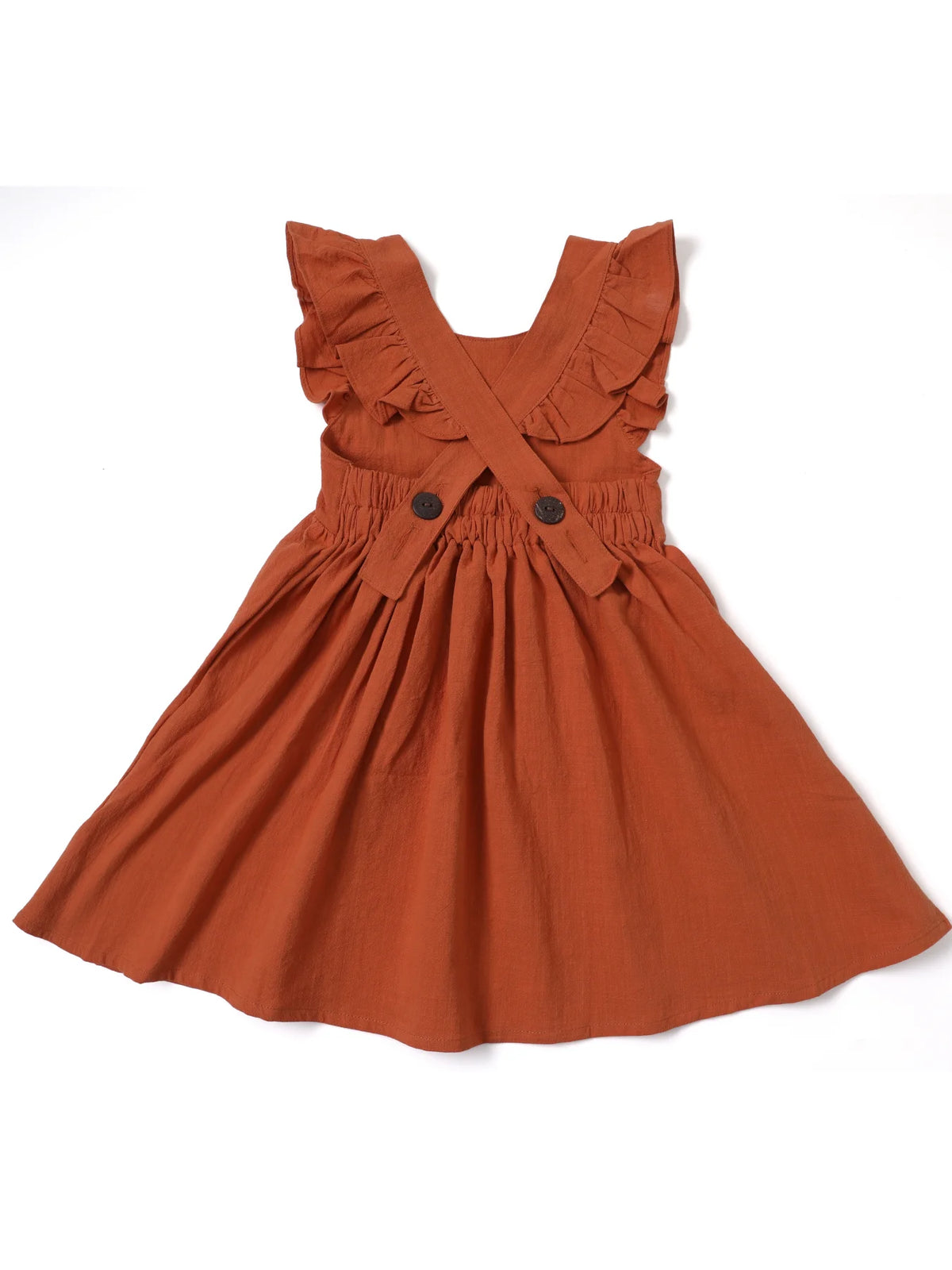Casual Style Sleeveless Baby Girl Clothing Flying Sleeve Cotton and Linen Material Versatile Solid Color Princess Dress