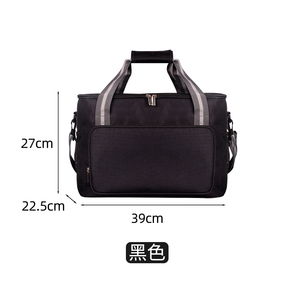 Bolsa Térmica Aislada Grande Negra Impermeable Antifugas Engrosada de Mano/Hombro para Picnic al Aire Libre
