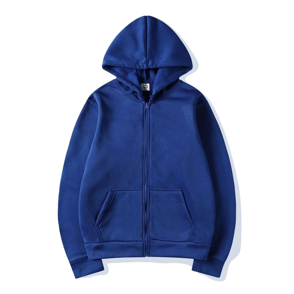 2026 Trendy Fashion Sportswear Coat Front Pocket Warm Zipper Jacket Men's and Women's Autumn/Winter Solid Color Open Hoodie
