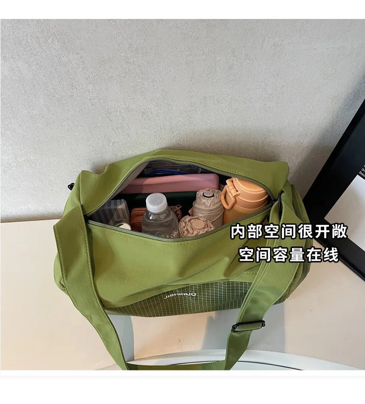 Large Capacity Travel Tote Bags for Women Solid Color Shoulder Messenger Bag Sports Yoga Satchels Fashion Woman Handbag