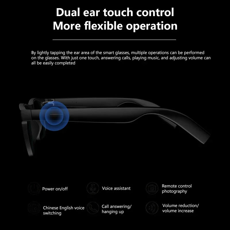 Lenovo 2026 New AI Smart Glasses Touch Control Photo Camera Recording Translator Voice Assistant Music Play Wireless Sunglasses